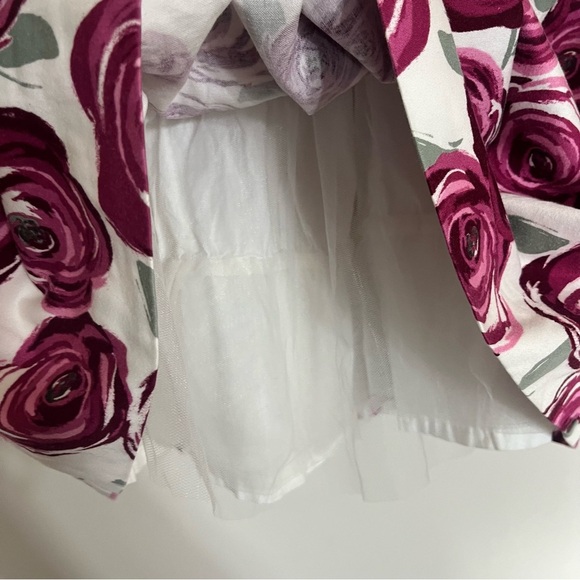 Girls Janie And Jack Rose Plum Floral Print Dress With Tulle Lining Size 3 - Picture 4 of 11